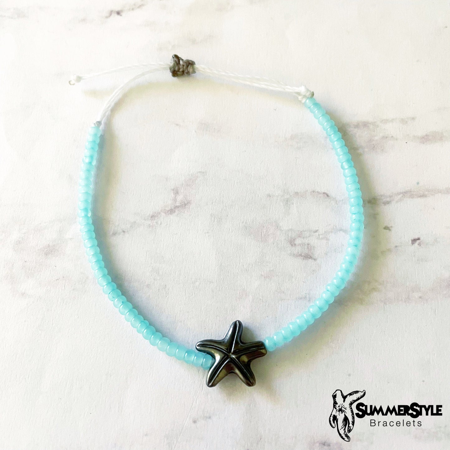 One of a Kind Silver Starfish Adjustable Waterproof Bracelet Pack, Starfish Gift, Starfish Bracelet, SummerStyle Bracelets