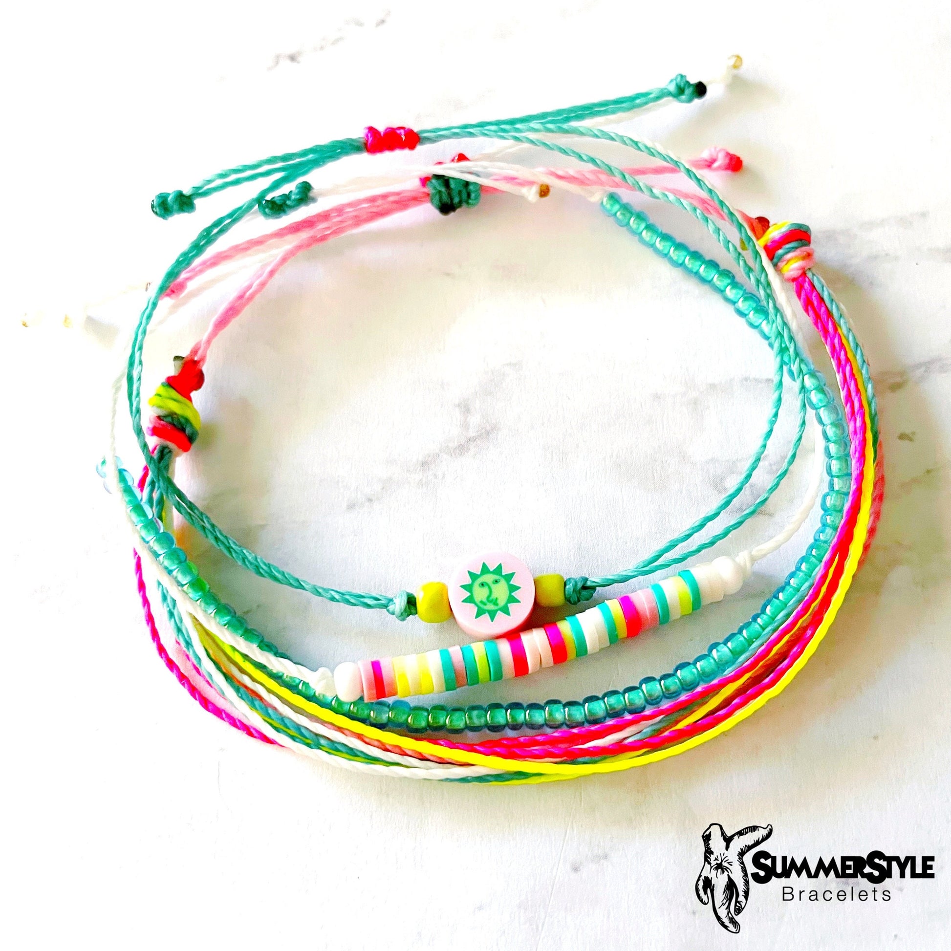 Island Sunshine Adjustable Waterproof Bracelet Pack, Sun Bracelet, Summer Jewelry, Beachy Jewelry, SummerStyle Bracelets