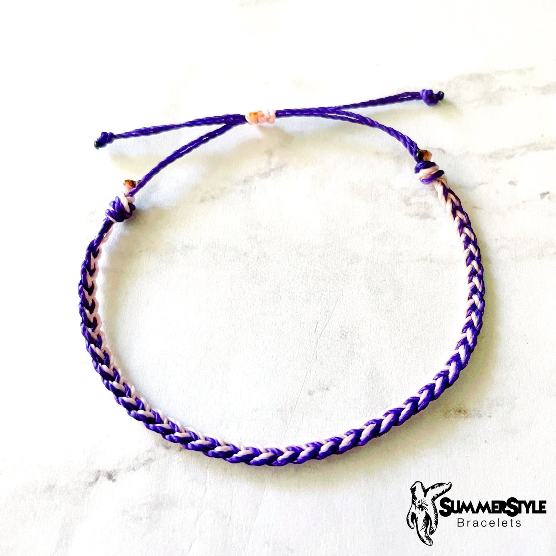 Royal Purple & Pink Checkered Heart Adjustable Waterproof Bracelet Pack, Heart Jewelry, Checkered Jewelry, SummerStyle Bracelets