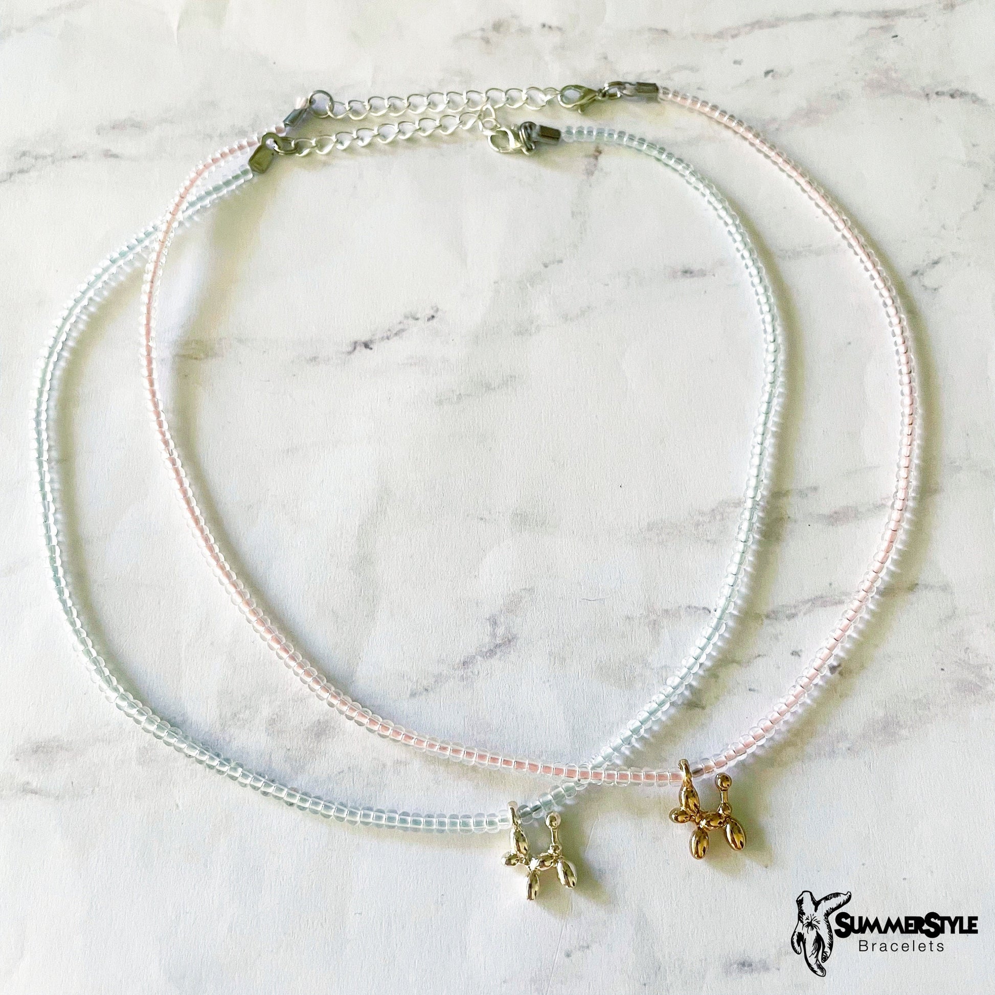 Pastel Balloon Dog Beaded Choker, Choker Necklace, Seed Bead Choker, Summer Jewelry, SummerStyle Bracelets