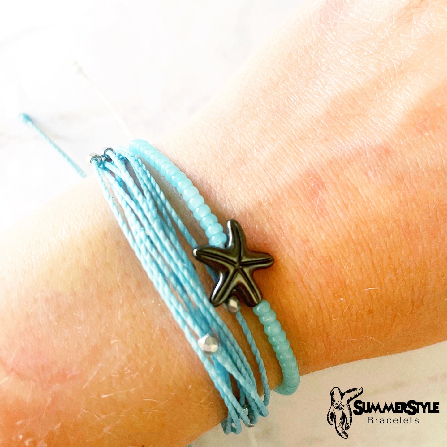 One of a Kind Silver Starfish Adjustable Waterproof Bracelet Pack, Starfish Gift, Starfish Bracelet, SummerStyle Bracelets