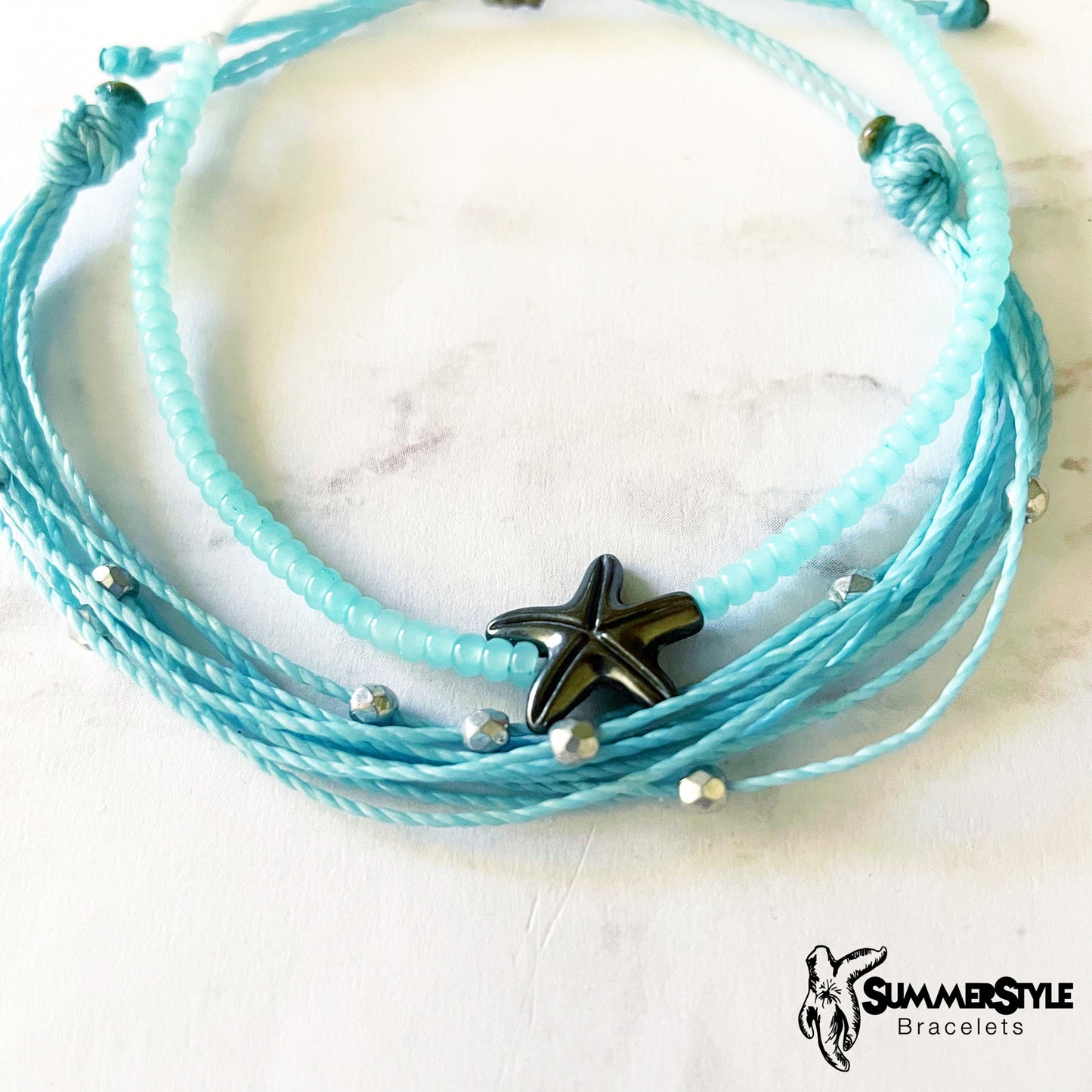 One of a Kind Silver Starfish Adjustable Waterproof Bracelet Pack, Starfish Gift, Starfish Bracelet, SummerStyle Bracelets