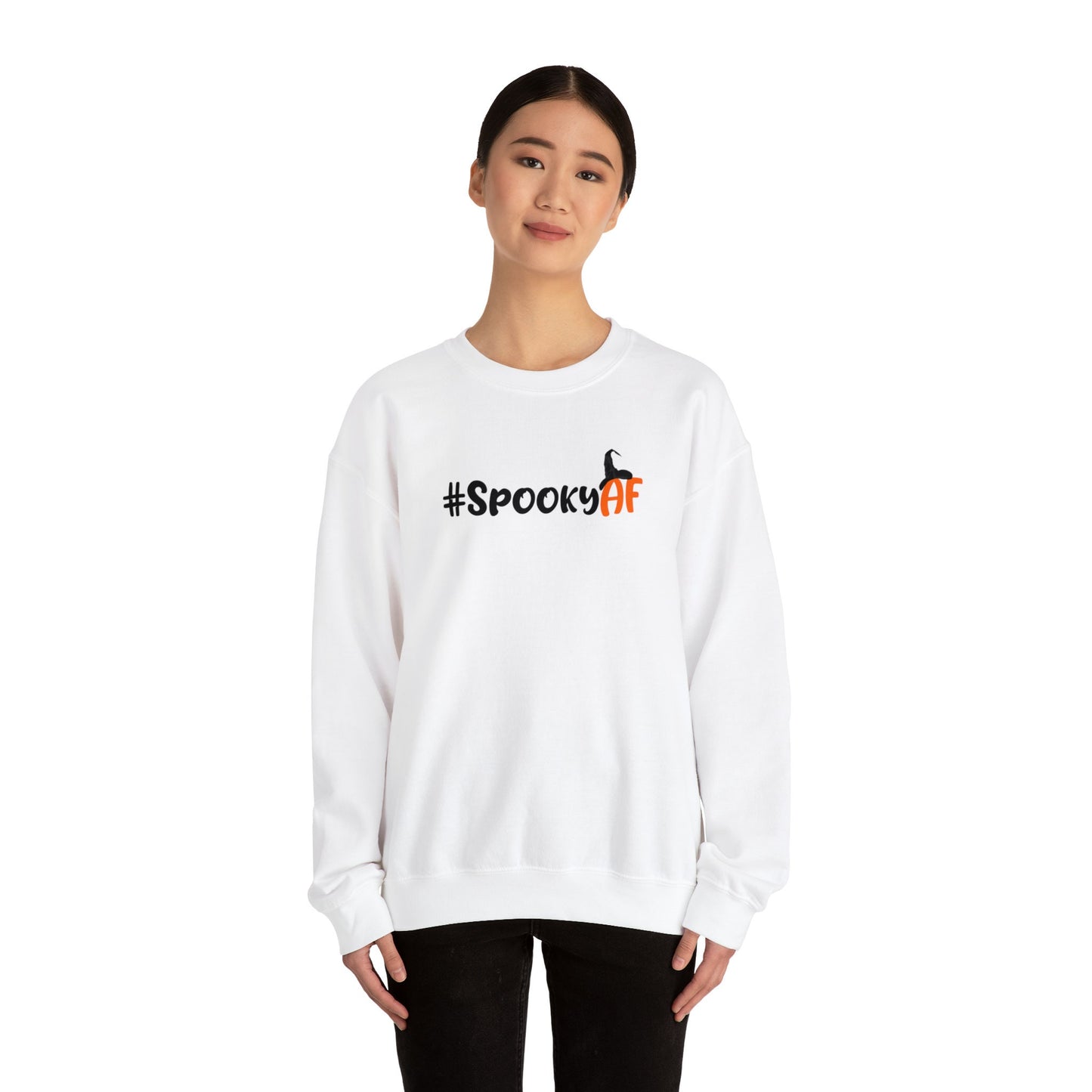 Spooky AF Unisex Heavy Blend Crewneck Sweatshirt, Halloween Sweatshirt, Cotton Crewneck, SummerStyle Bracelets