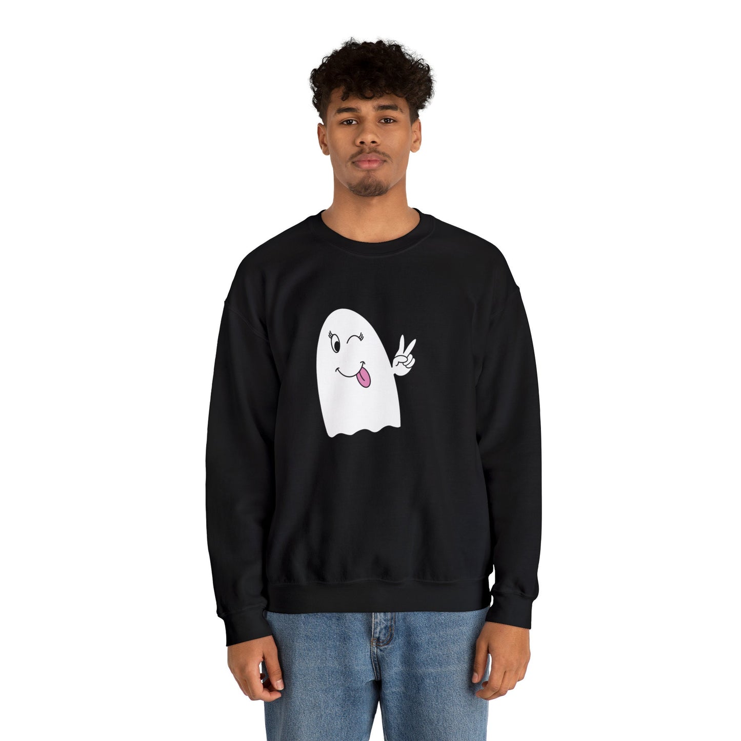 Girly Ghost Unisex Heavy Blend Crewneck Sweatshirt, Halloween Sweatshirt, Cotton Crewneck, SummerStyle Bracelets