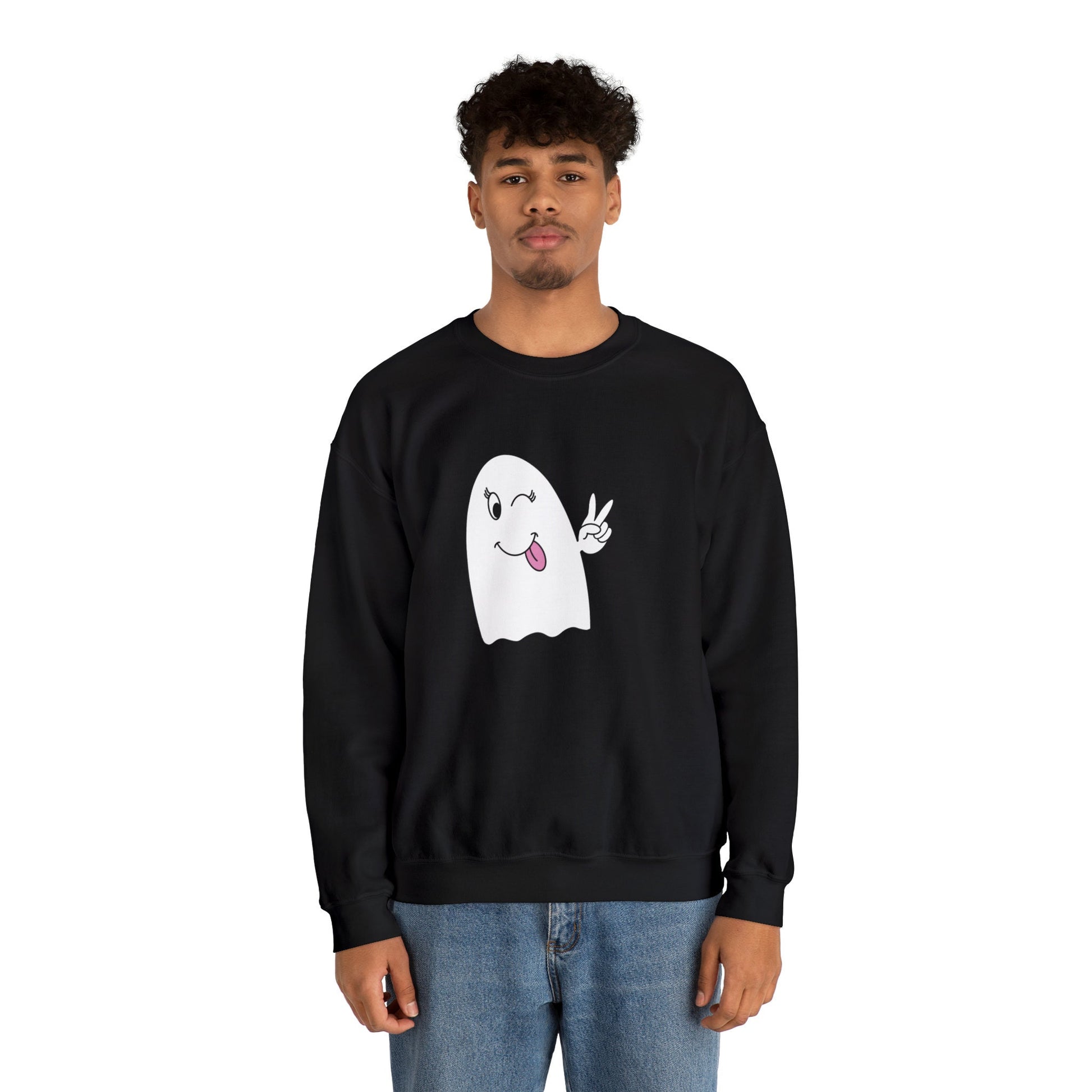 Girly Ghost Unisex Heavy Blend Crewneck Sweatshirt, Halloween Sweatshirt, Cotton Crewneck, SummerStyle Bracelets