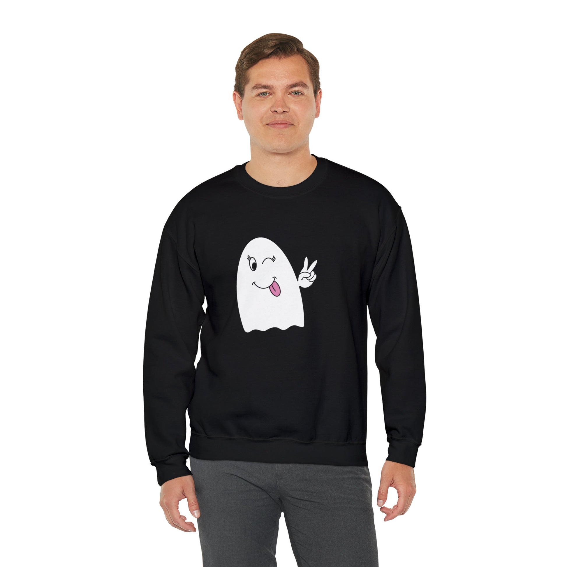 Girly Ghost Unisex Heavy Blend Crewneck Sweatshirt, Halloween Sweatshirt, Cotton Crewneck, SummerStyle Bracelets