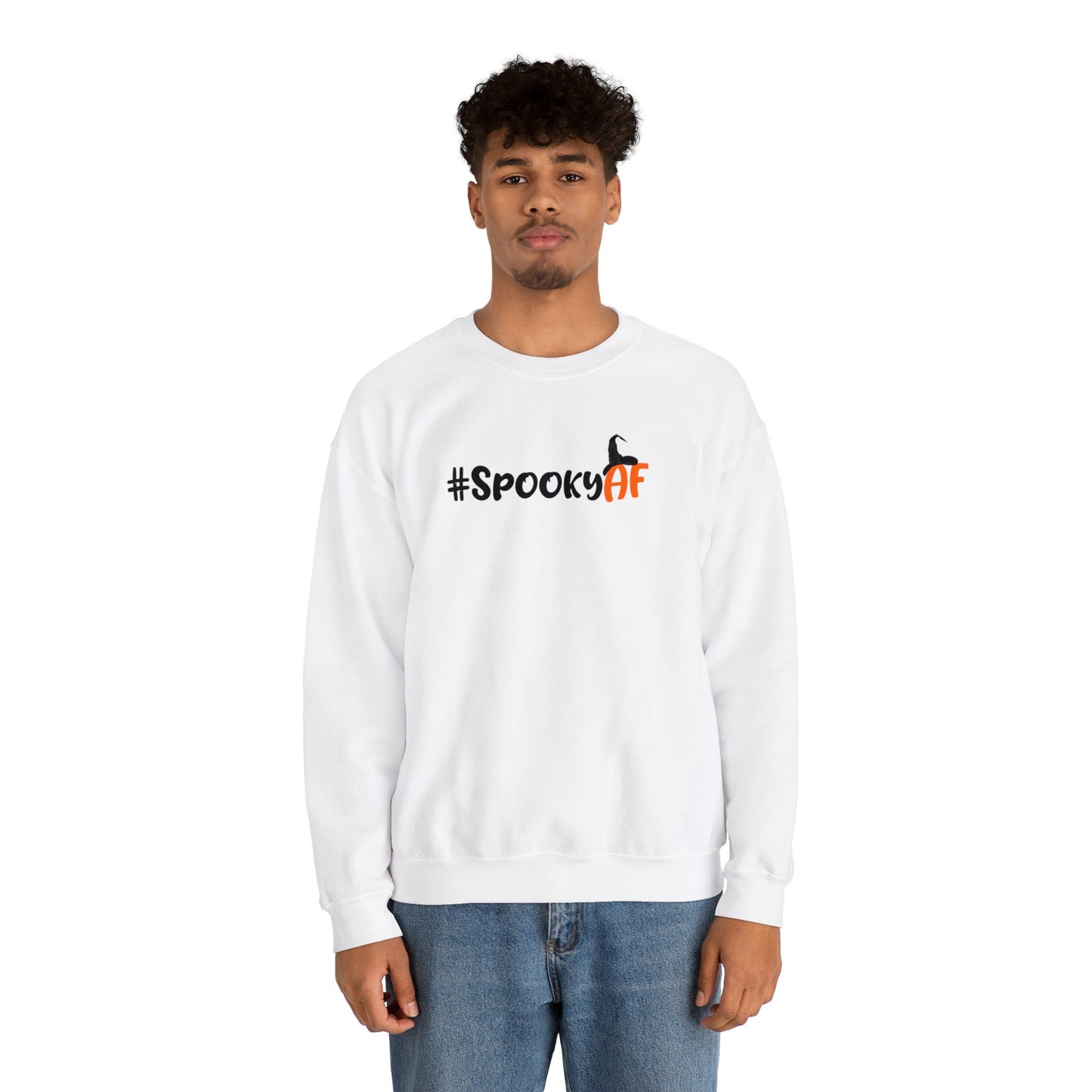 Spooky AF Unisex Heavy Blend Crewneck Sweatshirt, Halloween Sweatshirt, Cotton Crewneck, SummerStyle Bracelets
