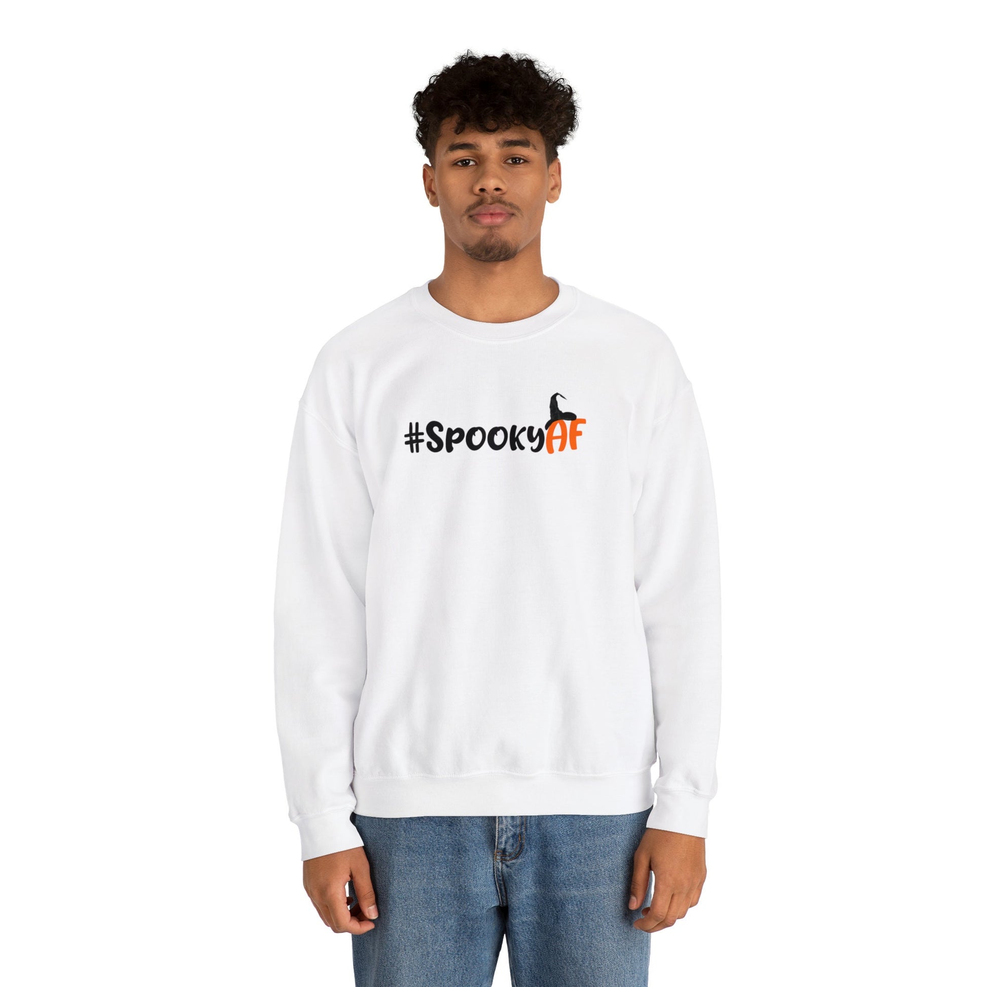 Spooky AF Unisex Heavy Blend Crewneck Sweatshirt, Halloween Sweatshirt, Cotton Crewneck, SummerStyle Bracelets