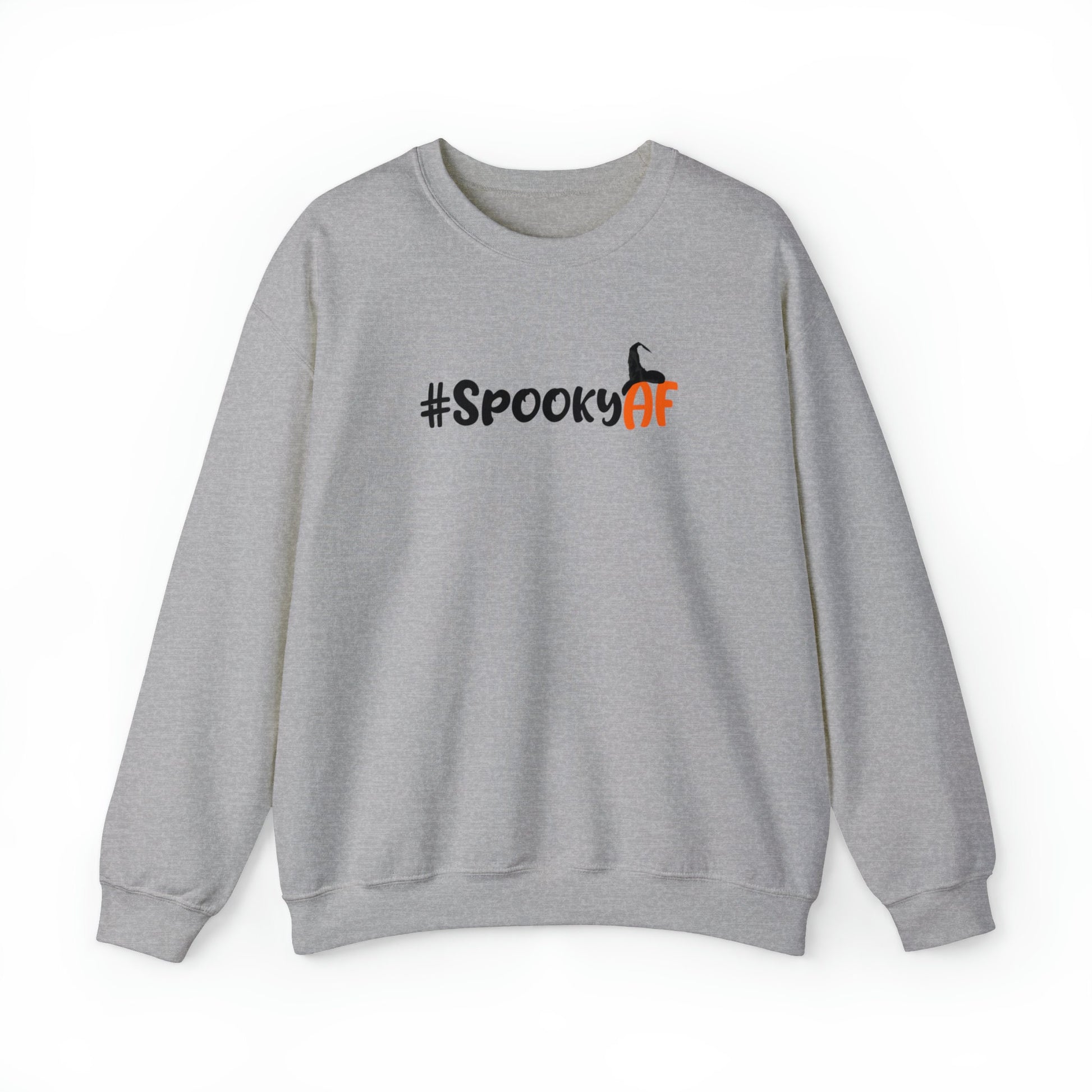 Spooky AF Unisex Heavy Blend Crewneck Sweatshirt, Halloween Sweatshirt, Cotton Crewneck, SummerStyle Bracelets