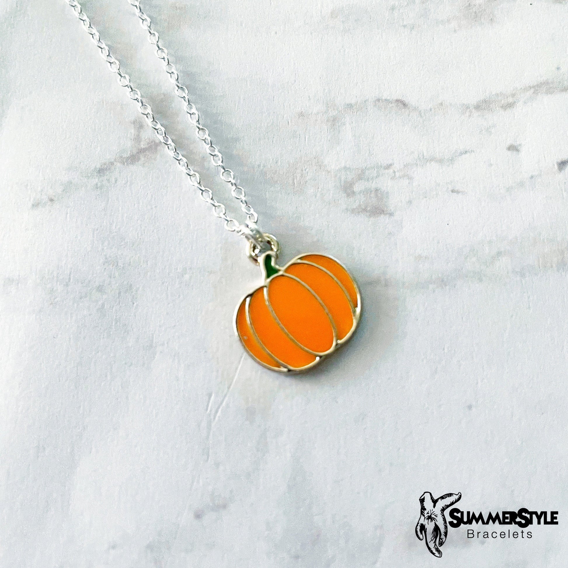 Pumpkin Patch Charm Necklace, Halloween Jewelry, Stainless Steel Chain Necklace, SummerStyle Bracelets