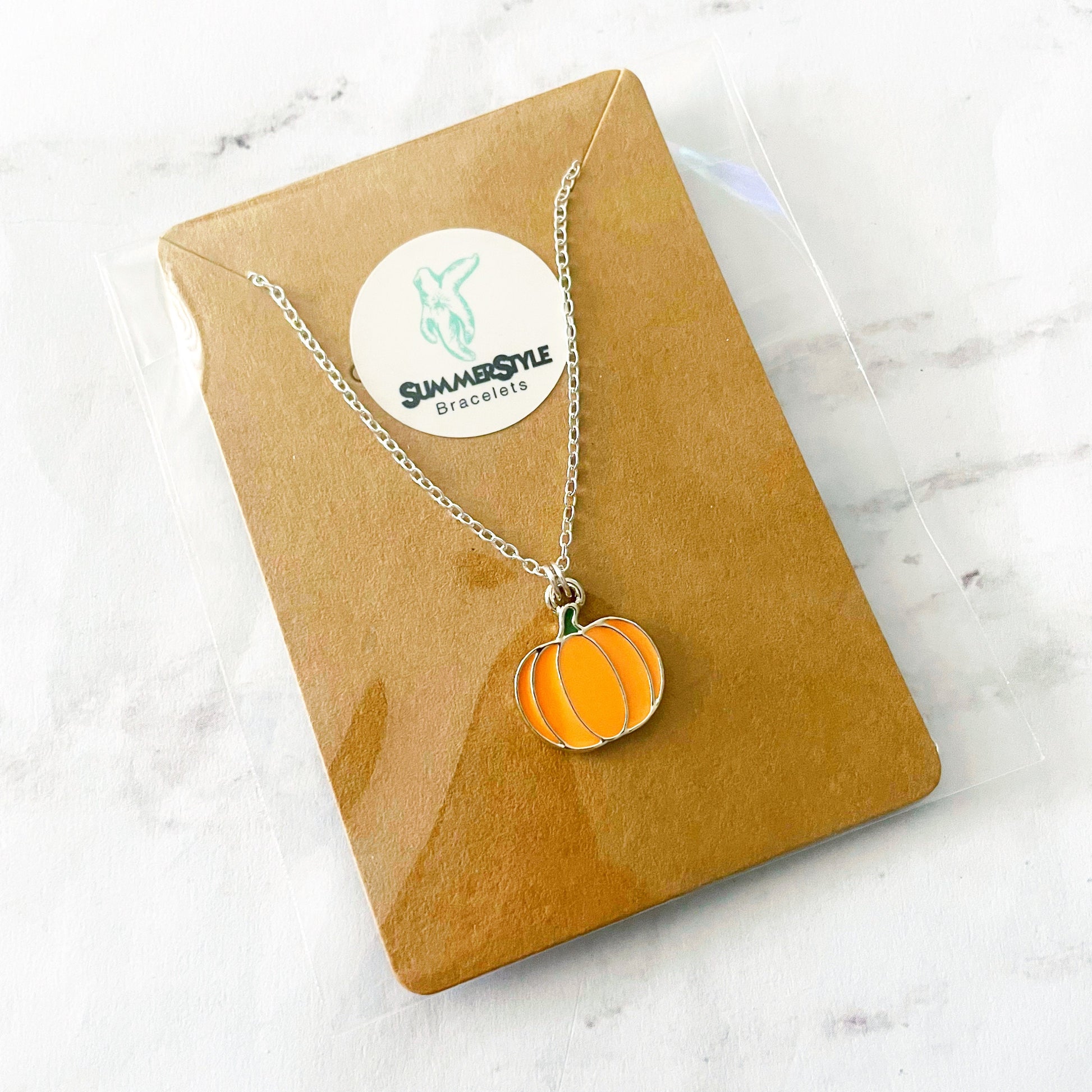 Pumpkin Patch Charm Necklace, Halloween Jewelry, Stainless Steel Chain Necklace, SummerStyle Bracelets