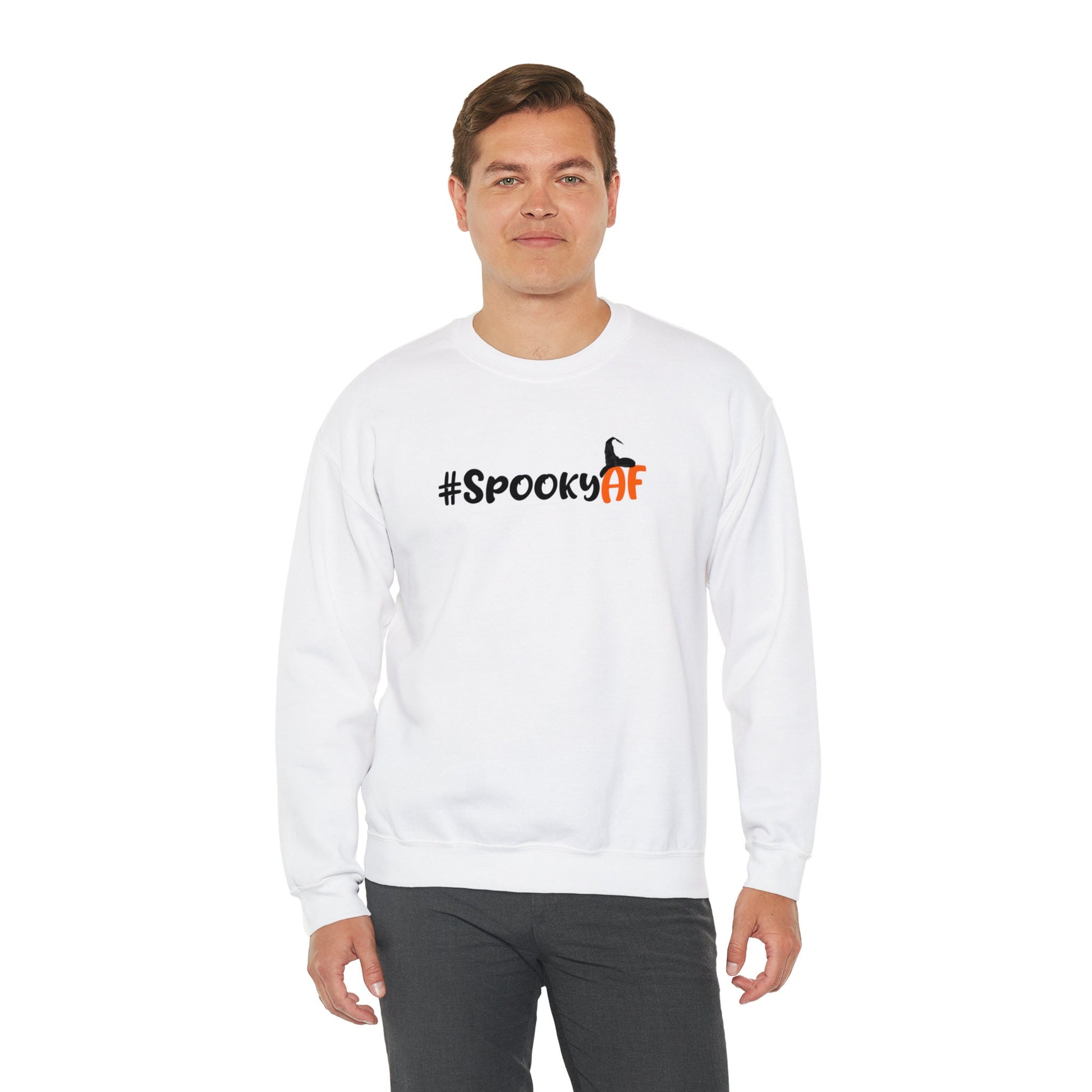 Spooky AF Unisex Heavy Blend Crewneck Sweatshirt, Halloween Sweatshirt, Cotton Crewneck, SummerStyle Bracelets