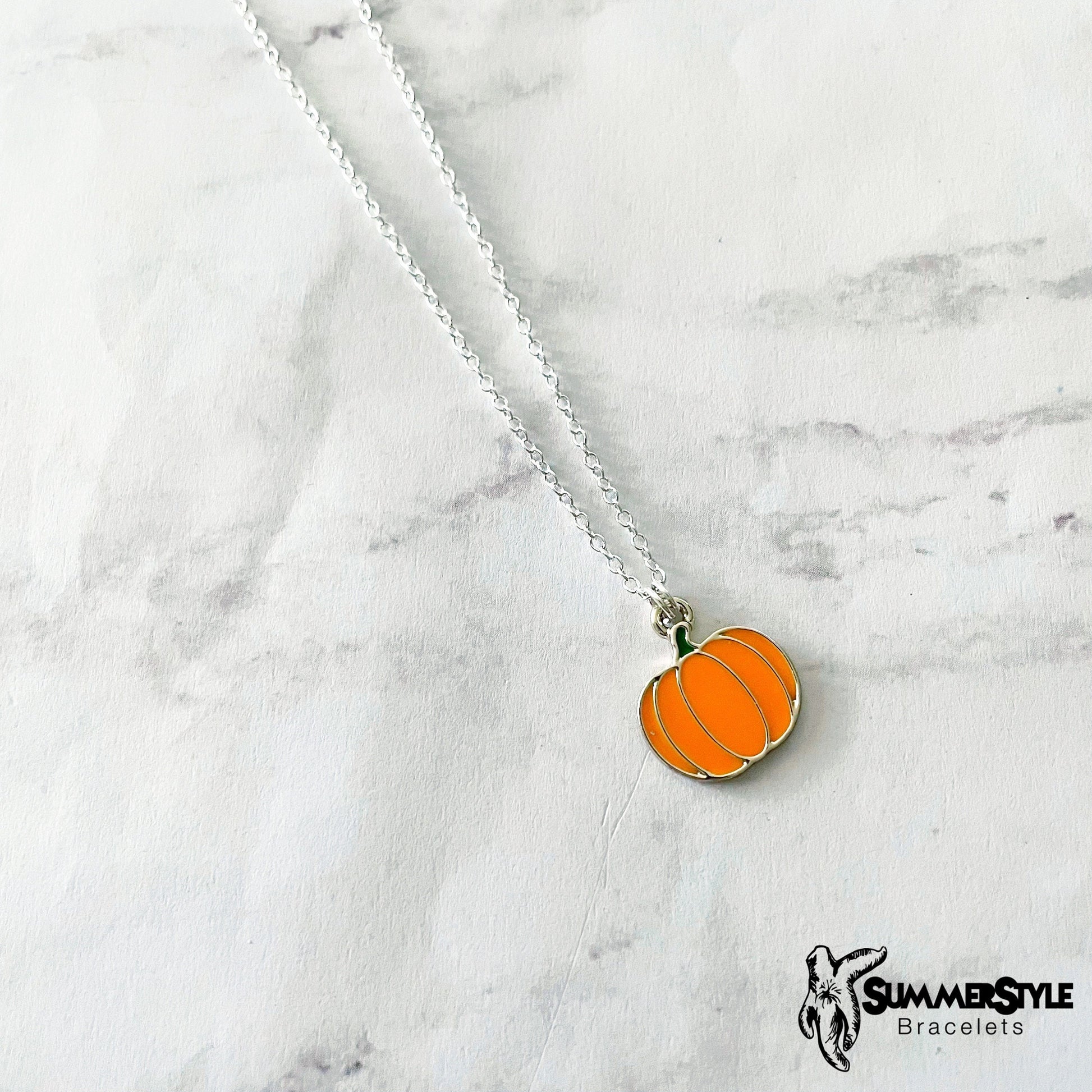 Pumpkin Patch Charm Necklace, Halloween Jewelry, Stainless Steel Chain Necklace, SummerStyle Bracelets