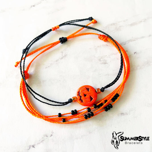 HALLOWEEN Jack-o’-Lantern Adjustable Waterproof Bracelet Set, Halloween Jewelry, Pumpkin Bracelet, SummerStyle Bracelets