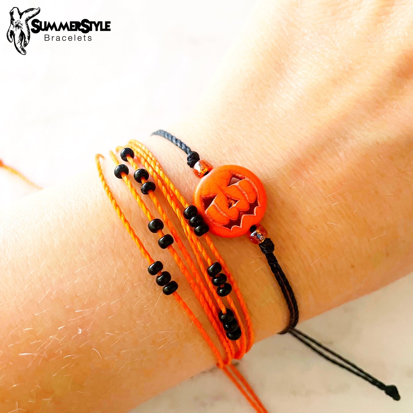 HALLOWEEN Jack-o’-Lantern Adjustable Waterproof Bracelet Set, Halloween Jewelry, Pumpkin Bracelet, SummerStyle Bracelets