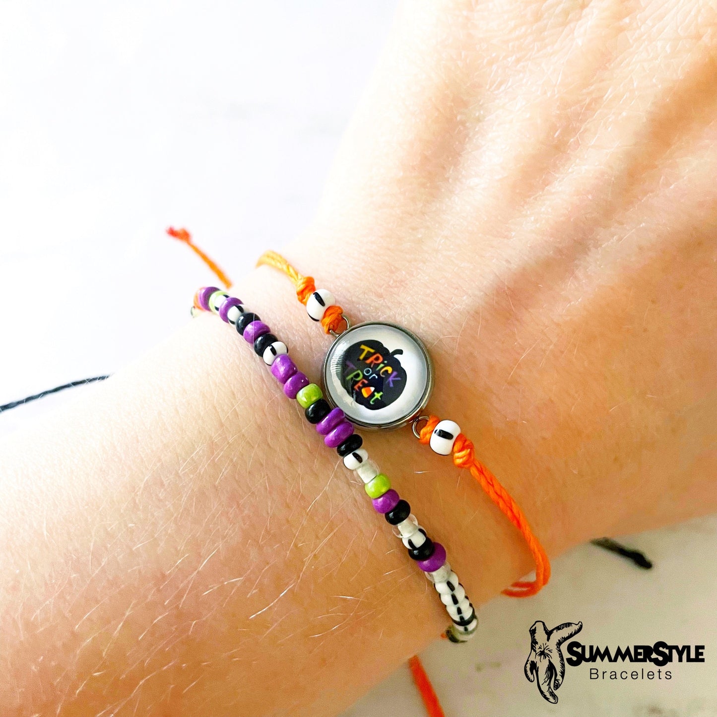 HALLOWEEN Trick or Treat Adjustable Waterproof Bracelet Set, Halloween Jewelry, Spooky Bracelet, SummerStyle Bracelets