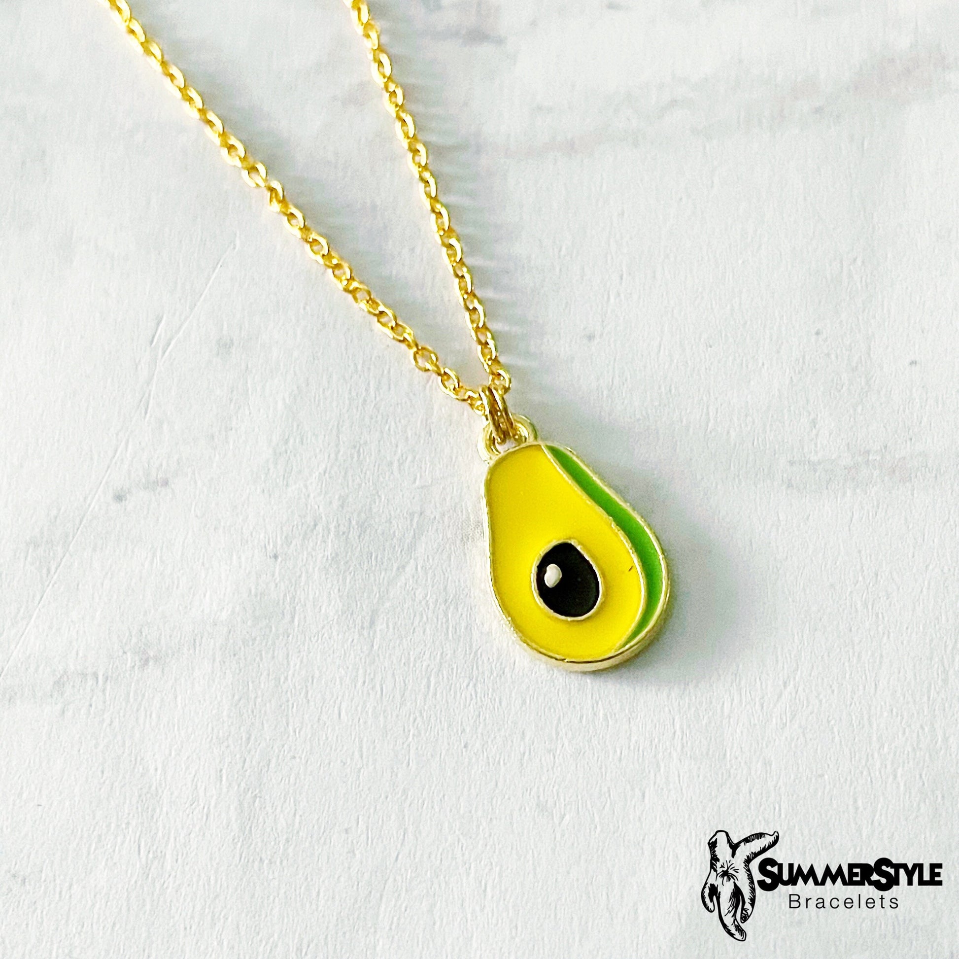 Avocado Charm Necklace, Avocado Jewelry, Gold Chain Necklace, SummerStyle Bracelets