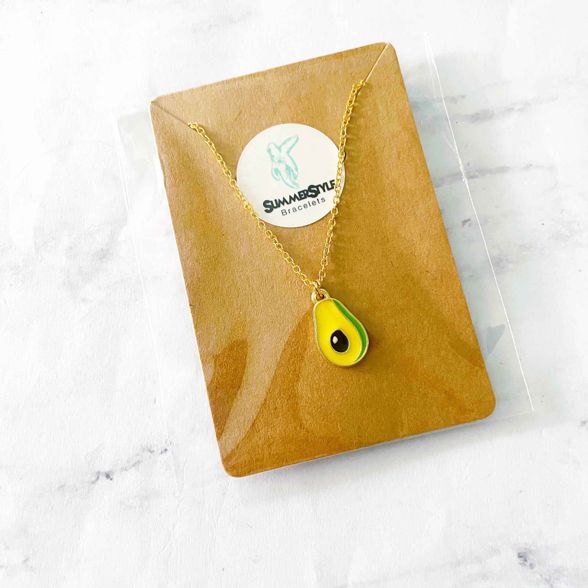 Avocado Charm Necklace, Avocado Jewelry, Gold Chain Necklace, SummerStyle Bracelets