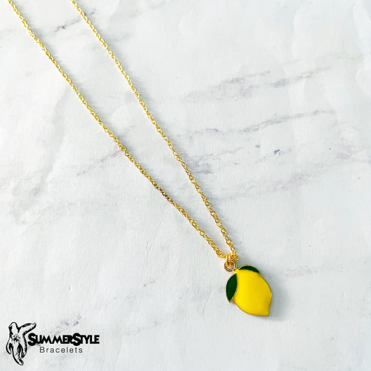 Lemon Charm Necklace, Lemon Jewelry, Gold Chain Necklace, SummerStyle Bracelets