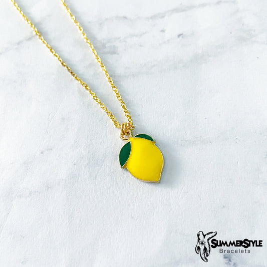 Lemon Charm Necklace, Lemon Jewelry, Gold Chain Necklace, SummerStyle Bracelets