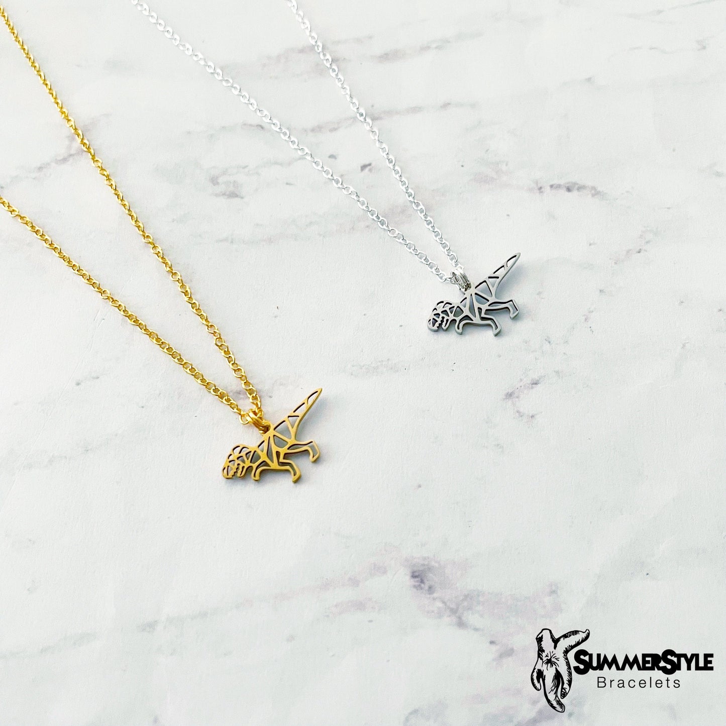 T-Rex Dino Necklace, Dinosaur Jewelry, Stainless Steel Chain Necklace, SummerStyle Bracelets