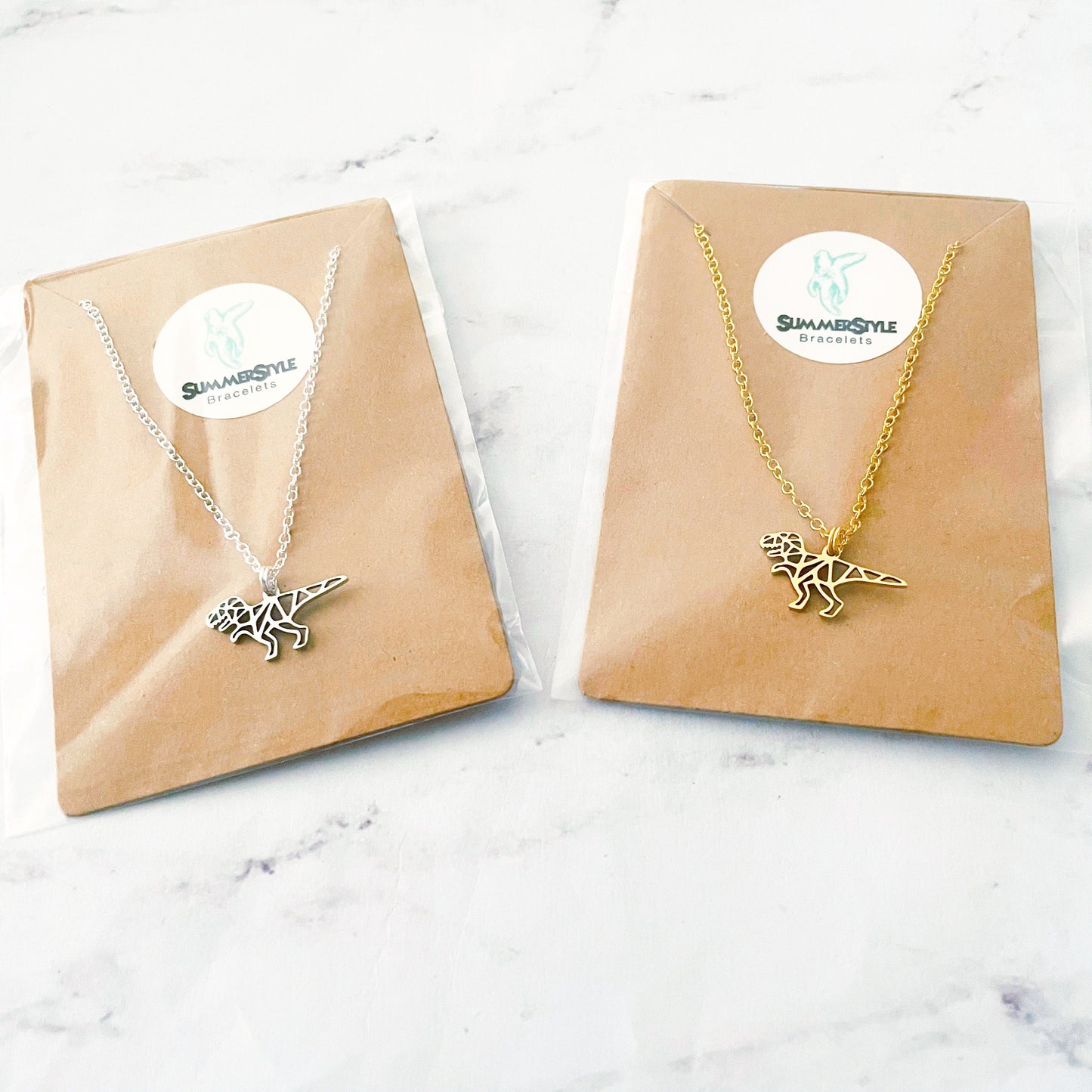 T-Rex Dino Necklace, Dinosaur Jewelry, Stainless Steel Chain Necklace, SummerStyle Bracelets