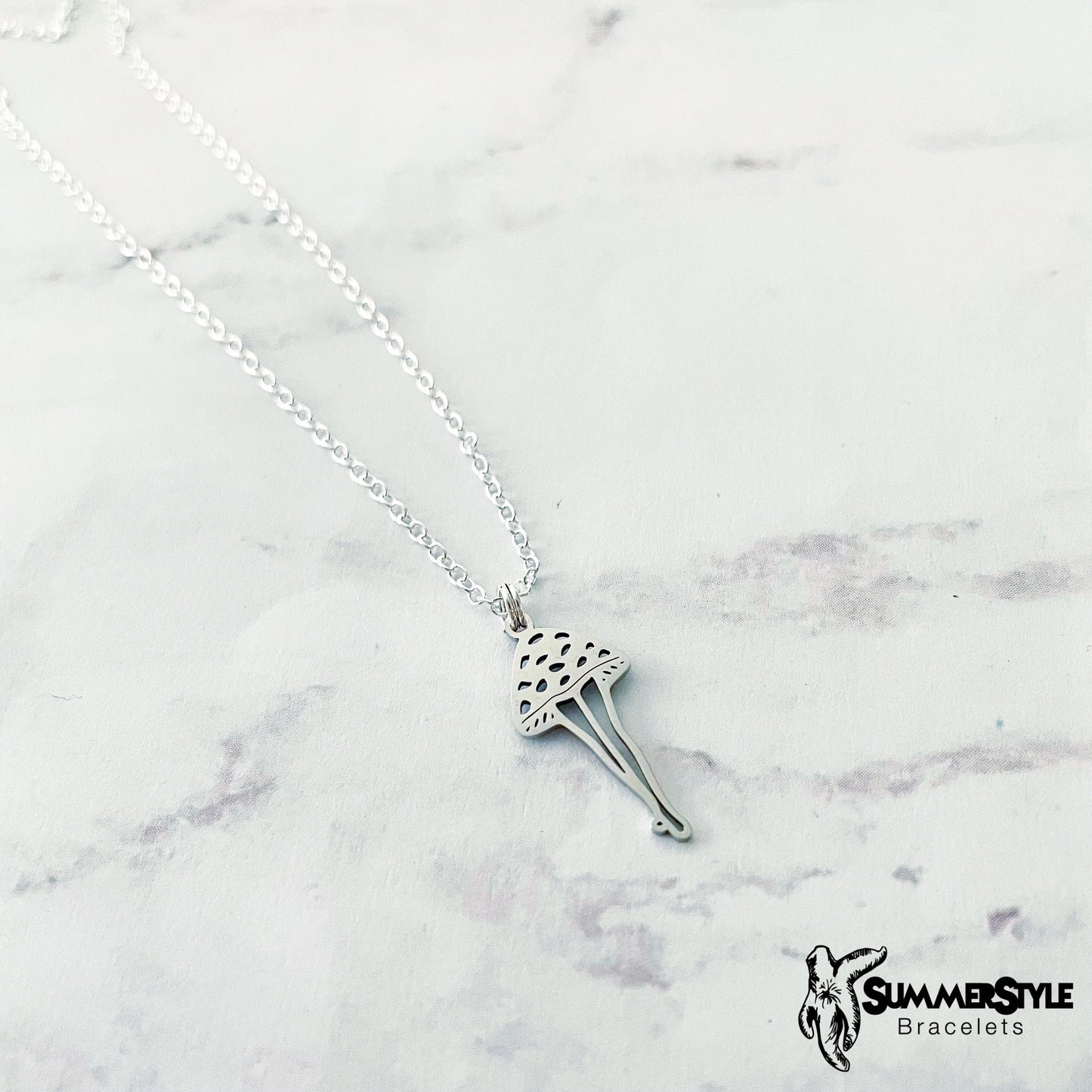 Lady Legs Mushroom Necklace, Mushroom Jewelry, Stainless Steel Chain Necklace, SummerStyle Bracelets