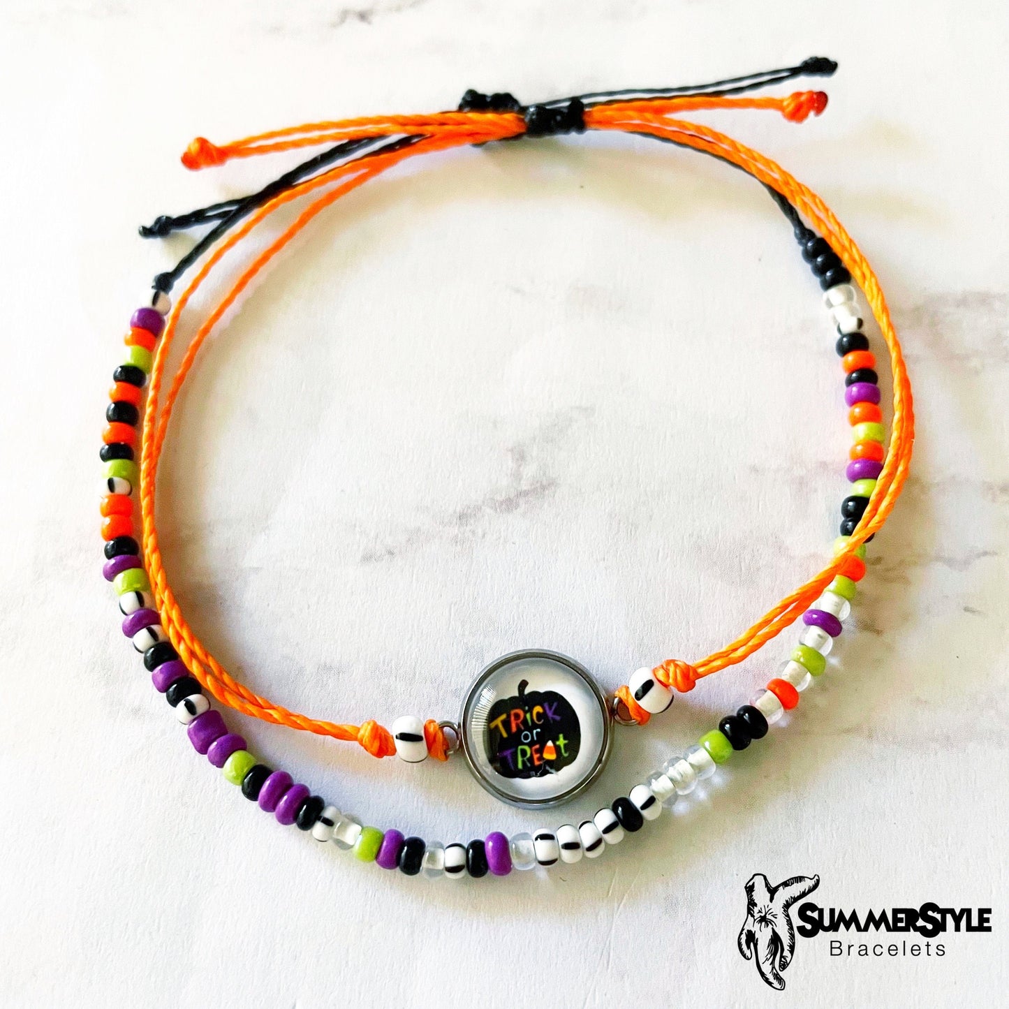 HALLOWEEN Trick or Treat Adjustable Waterproof Bracelet Set, Halloween Jewelry, Spooky Bracelet, SummerStyle Bracelets