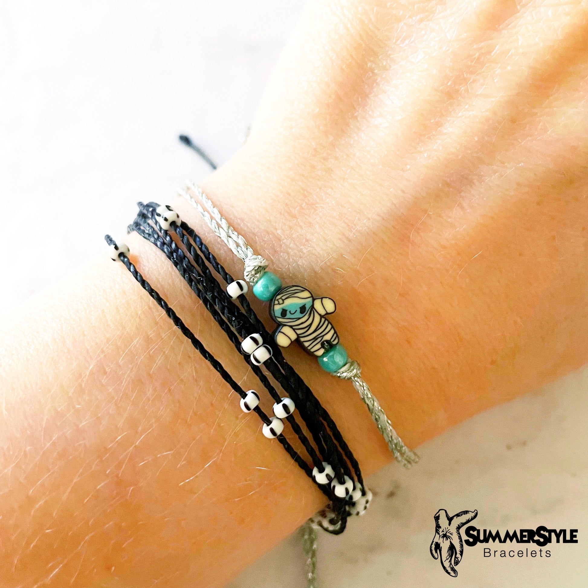 HALLOWEEN Mini Mummy Adjustable Waterproof Bracelet Set, Halloween Jewelry, Spooky Bracelet, SummerStyle Bracelets