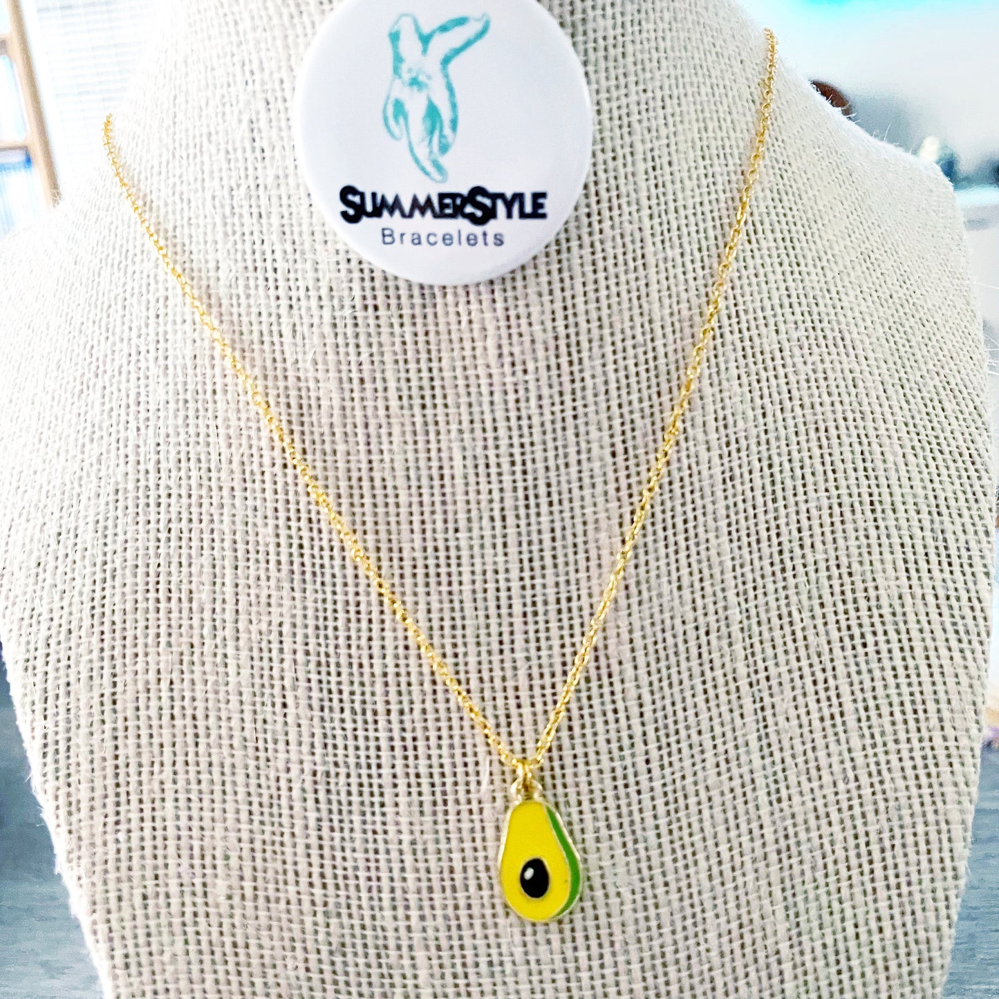 Avocado Charm Necklace, Avocado Jewelry, Gold Chain Necklace, SummerStyle Bracelets