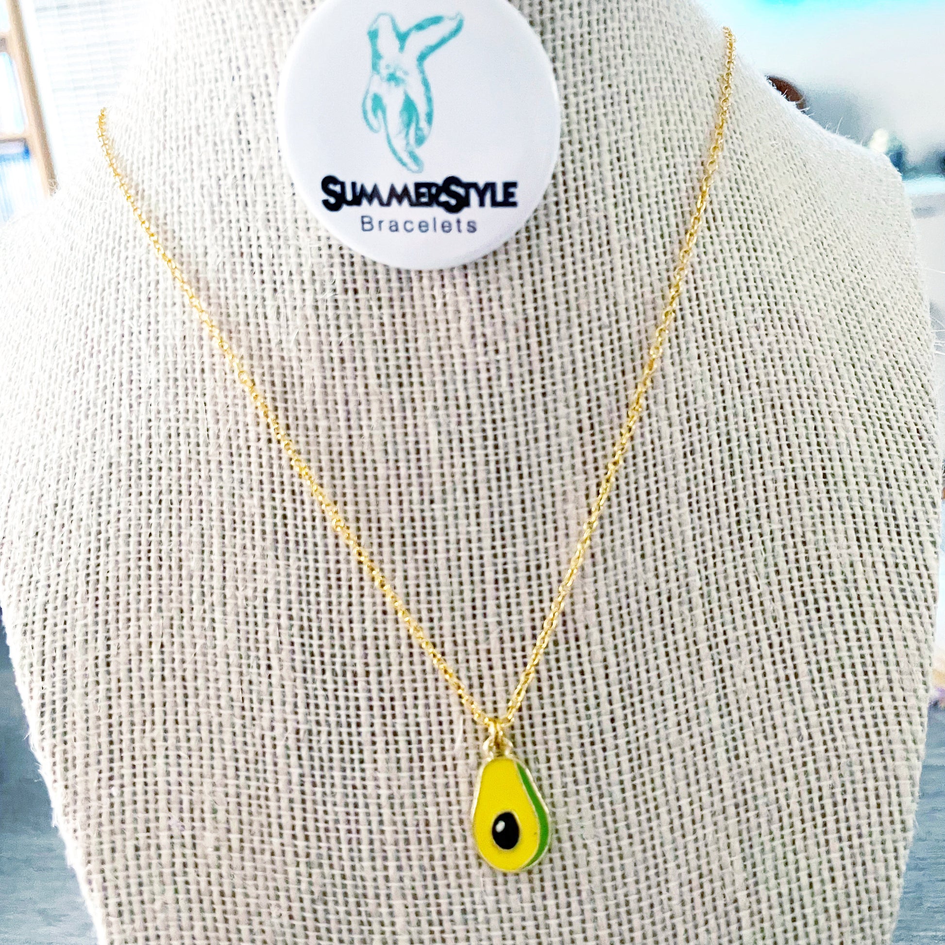 Avocado Charm Necklace, Avocado Jewelry, Gold Chain Necklace, SummerStyle Bracelets