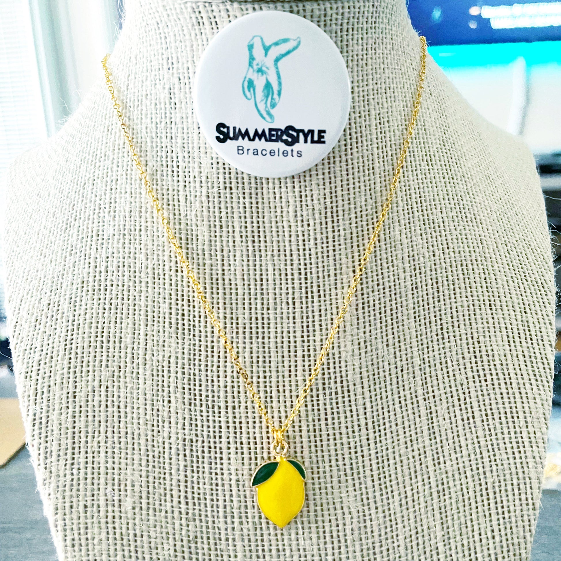 Lemon Charm Necklace, Lemon Jewelry, Gold Chain Necklace, SummerStyle Bracelets