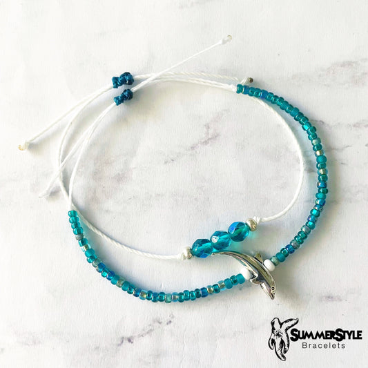 Dolphin Treasure Adjustable Waterproof Bracelet Set, Dolphin Bracelet, Seed Bead Jewelry, Ocean Bracelet, SummerStyle Bracelets