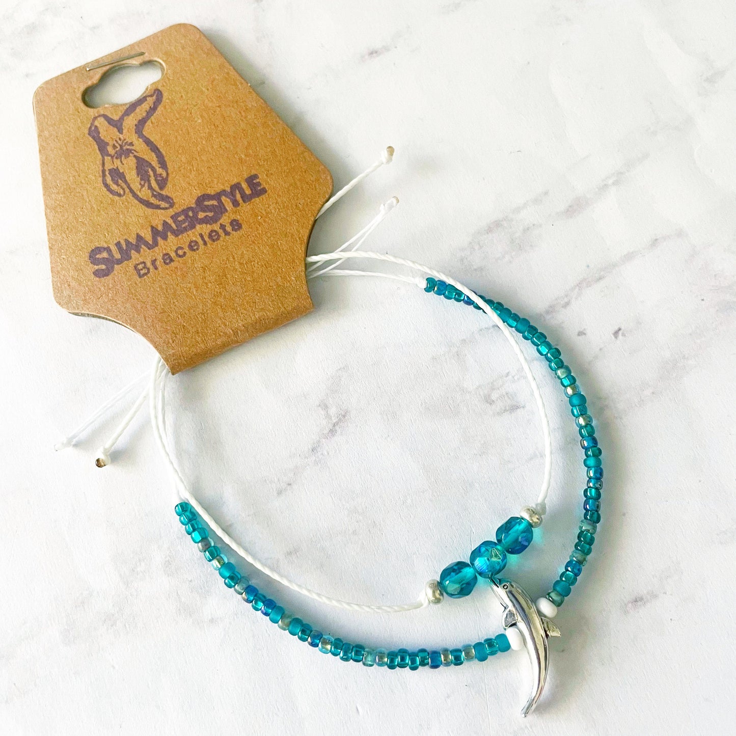 Dolphin Treasure Adjustable Waterproof Bracelet Set, Dolphin Bracelet, Seed Bead Jewelry, Ocean Bracelet, SummerStyle Bracelets