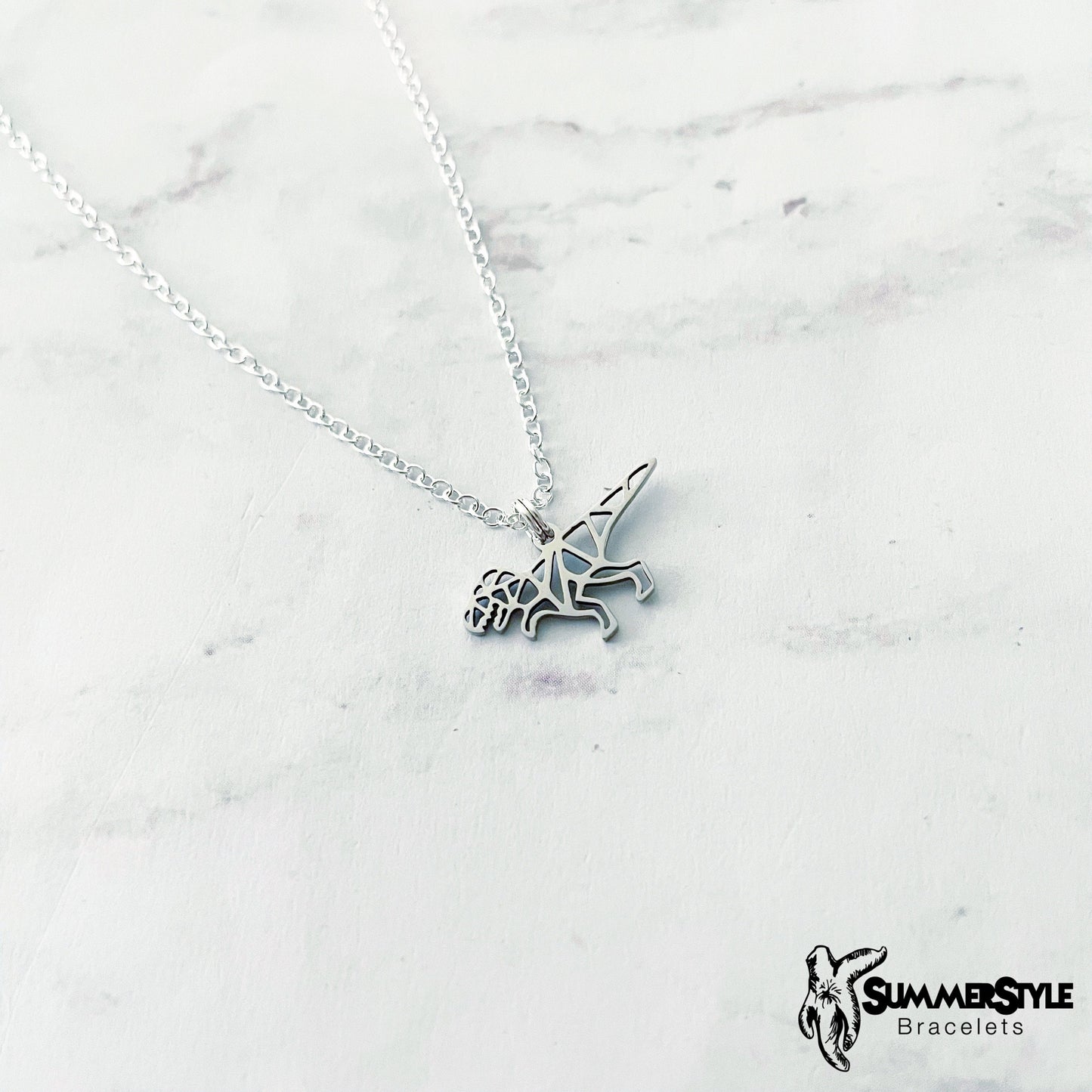 T-Rex Dino Necklace, Dinosaur Jewelry, Stainless Steel Chain Necklace, SummerStyle Bracelets