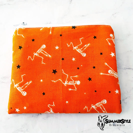 HALLOWEEN Dancing Skeleton Zipper Pouch, Small Travel Bag, Zipper Coin Pouch, Toiletries Pouch, SummerStyle Bracelets