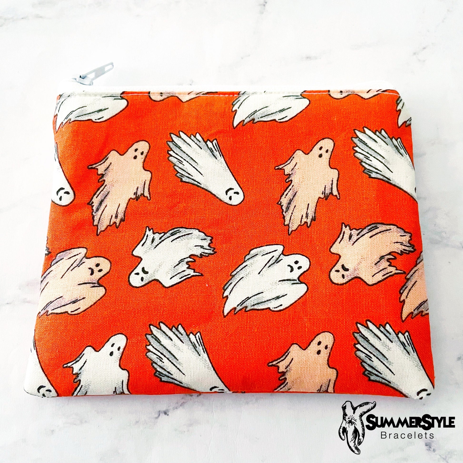 HALLOWEEN Glow in the Dark Ghost Zipper Pouch, Small Travel Bag, Zipper Coin Pouch, Toiletries Pouch, SummerStyle Bracelets