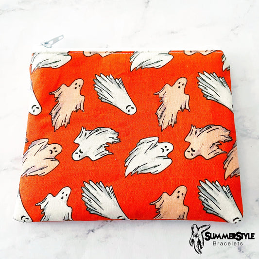 HALLOWEEN Glow in the Dark Ghost Zipper Pouch, Small Travel Bag, Zipper Coin Pouch, Toiletries Pouch, SummerStyle Bracelets