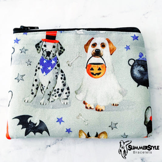 HALLOWEEN Trick or Treating Puppies Zipper Pouch, Small Travel Bag, Zipper Coin Pouch, Toiletries Pouch, SummerStyle Bracelets