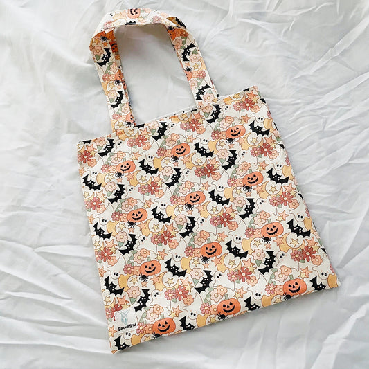 HALLOWEEN Cute Spooky Friends Reversible Bookish Tote Bag, Reversible Tote, Trick or Treat Bag, Book Tote, SummerStyle Bracelets