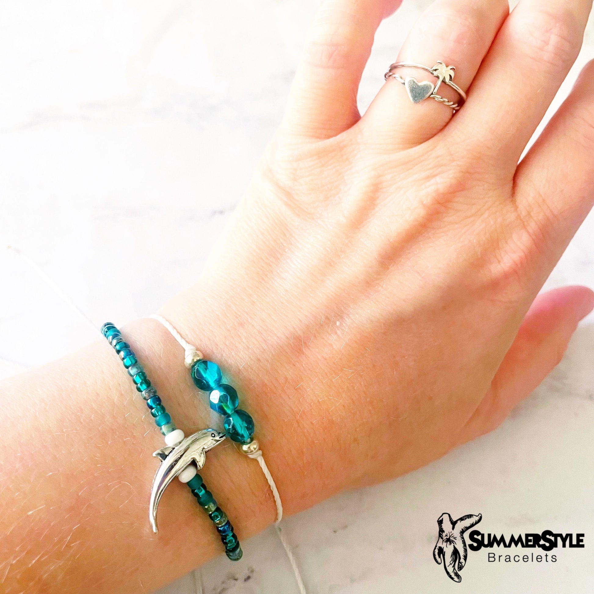 Dolphin Treasure Adjustable Waterproof Bracelet Set, Dolphin Bracelet, Seed Bead Jewelry, Ocean Bracelet, SummerStyle Bracelets