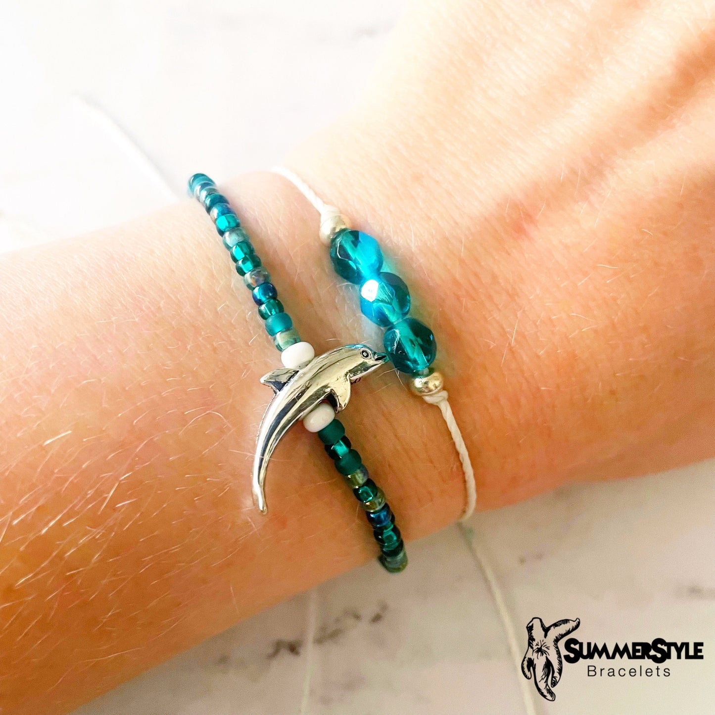 Dolphin Treasure Adjustable Waterproof Bracelet Set, Dolphin Bracelet, Seed Bead Jewelry, Ocean Bracelet, SummerStyle Bracelets