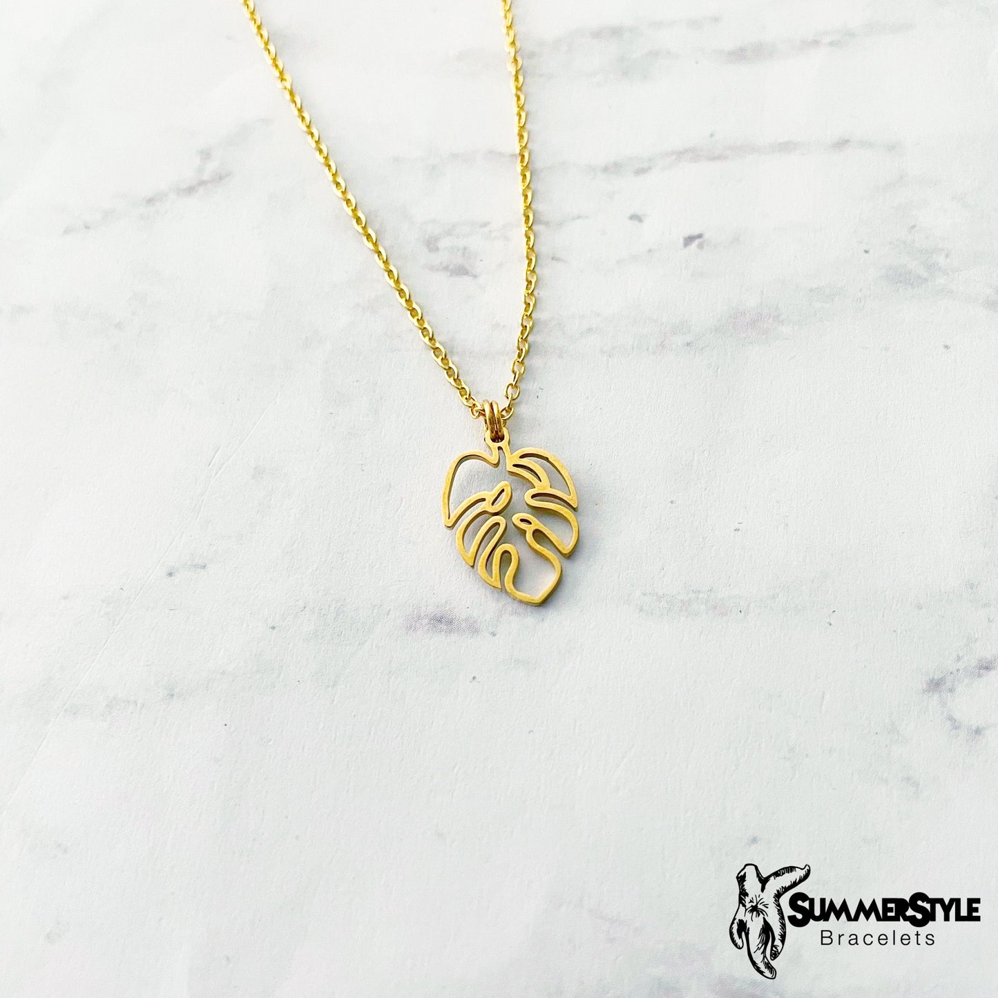 Tropical Monstera Leaf Necklace, Plant Jewelry, Stainless Steel Chain Necklace, SummerStyle Bracelets