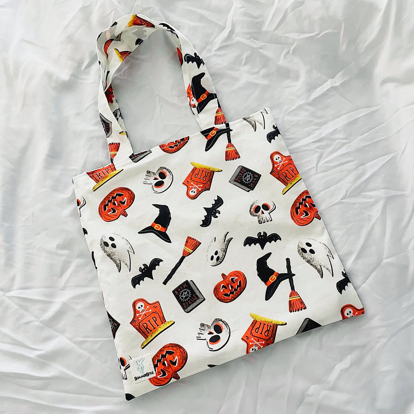 HALLOWEEN Spooky Icons Reversible Bookish Tote Bag, Reversible Tote, Trick or Treat Bag, Book Tote, SummerStyle Bracelets