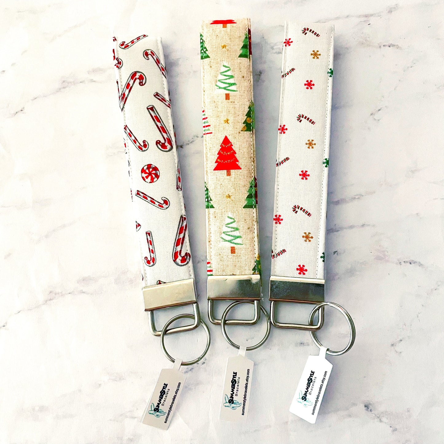 CHRISTMAS Key Fob Wristlets, 6.5in Wristlet Lanyard, Keychain Wristlet, Handmade Lanyard, SummerStyle Bracelets