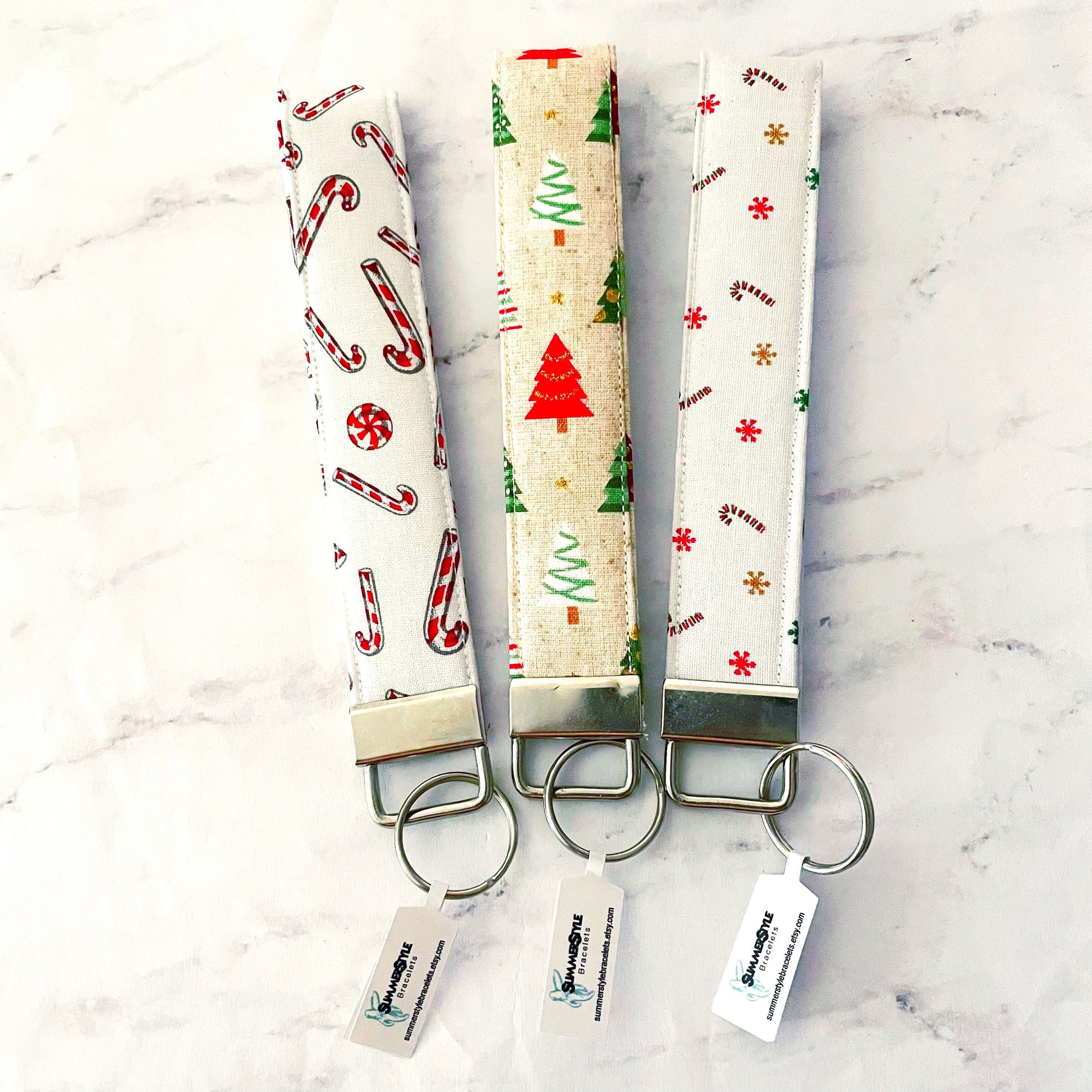 CHRISTMAS Key Fob Wristlets, 6.5in Wristlet Lanyard, Keychain Wristlet, Handmade Lanyard, SummerStyle Bracelets