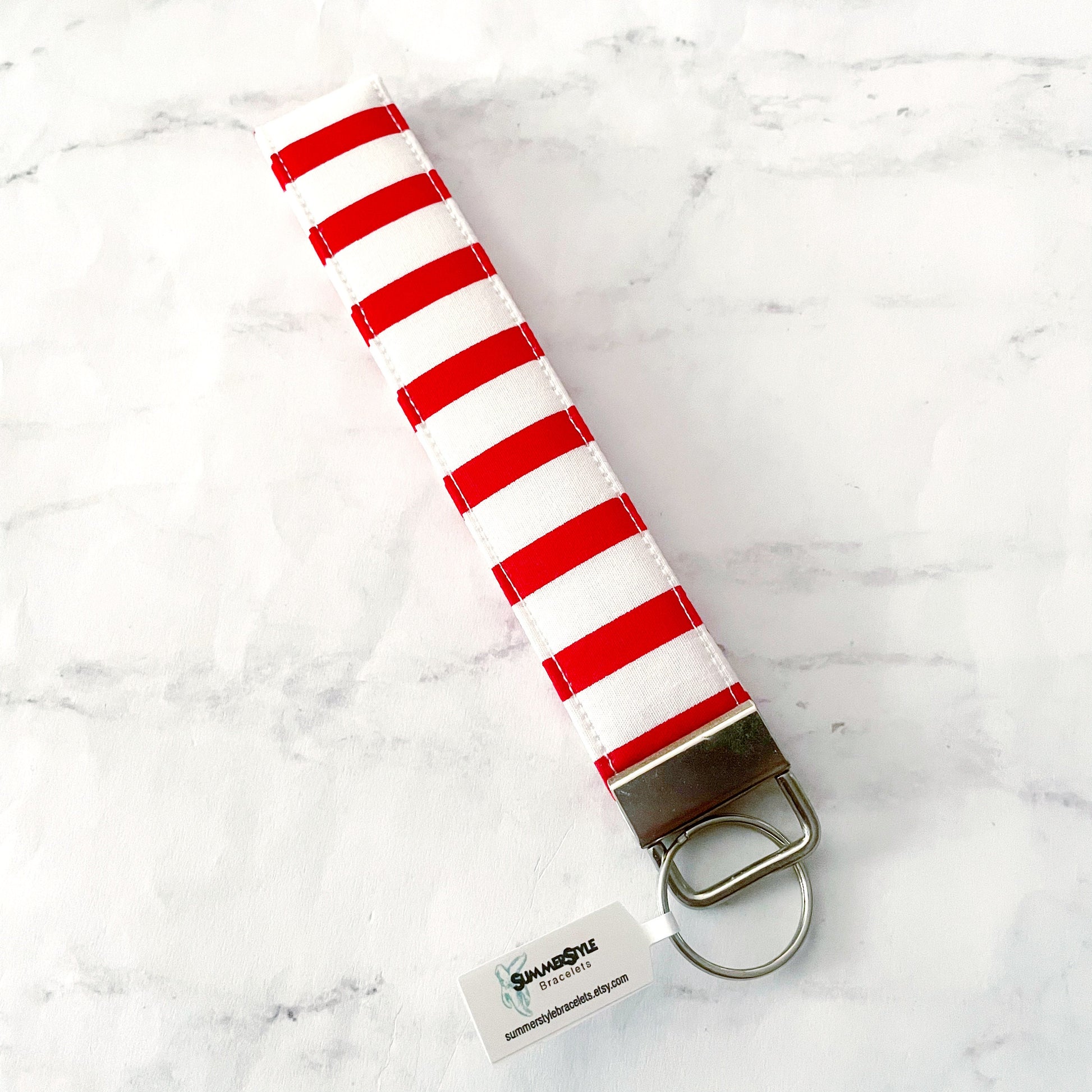 CHRISTMAS North Pole Stripe Key Fob Wristlets, 6.5in Wristlet Lanyard, Keychain Wristlet, Handmade Lanyard, SummerStyle Bracelets