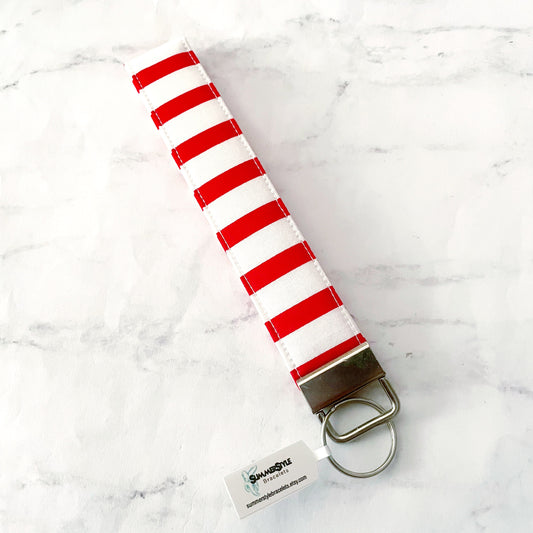 CHRISTMAS North Pole Stripe Key Fob Wristlets, 6.5in Wristlet Lanyard, Keychain Wristlet, Handmade Lanyard, SummerStyle Bracelets