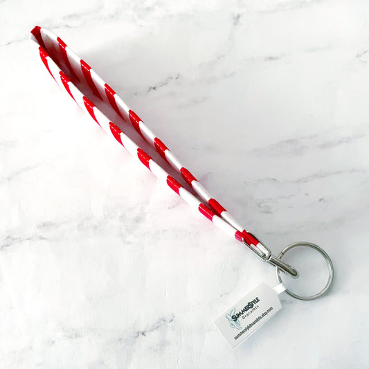 CHRISTMAS North Pole Stripe Key Fob Wristlets, 6.5in Wristlet Lanyard, Keychain Wristlet, Handmade Lanyard, SummerStyle Bracelets