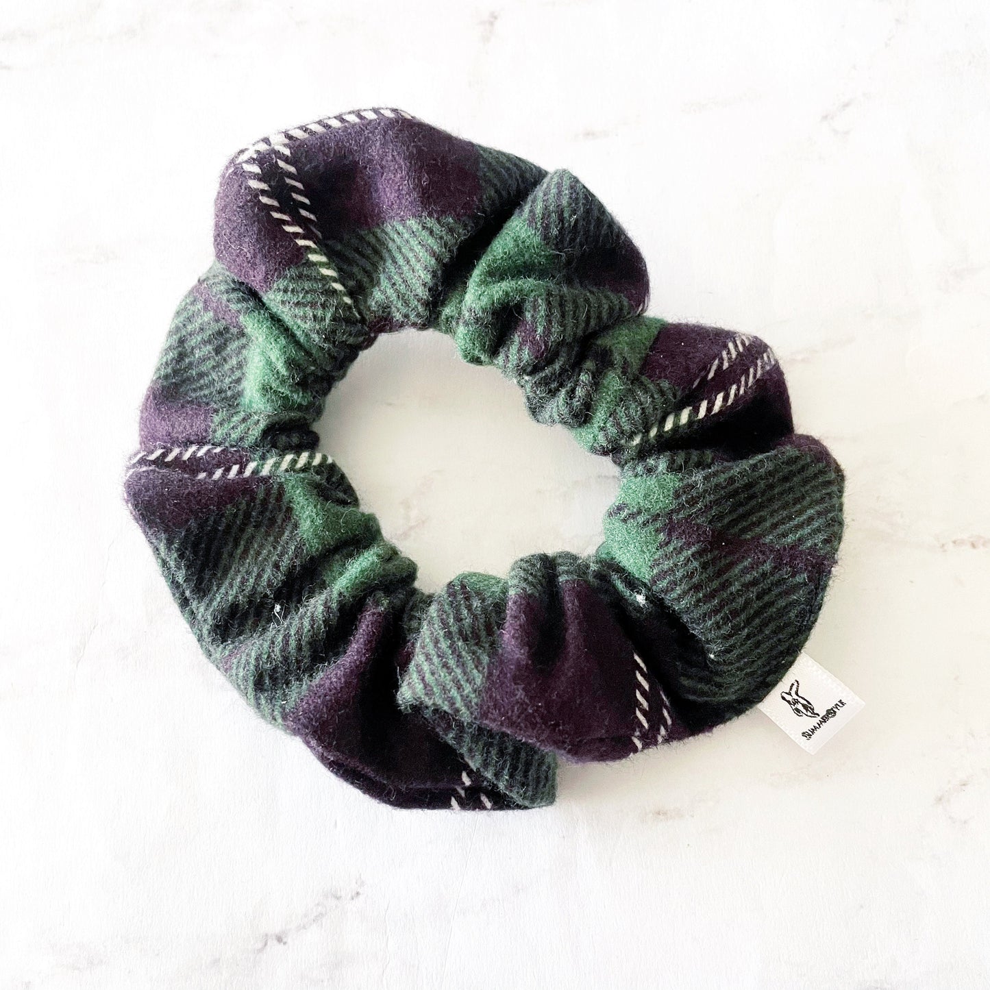 Green Christmas Plaid Flannel Scrunchie, Winter Accessories, Soft Scrunchie, Holiday Flannel, SummerStyle Bracelets